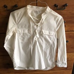 Long sleeve lace up cotton shirt